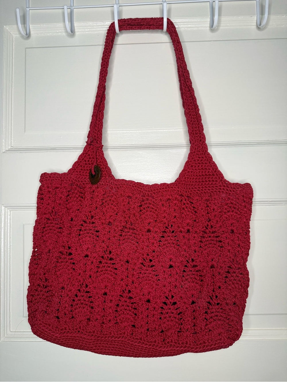 The Sak Crochet Tote in Deep Red